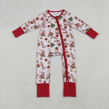 Sibling Baby Girls Long Sleeves Christmas Two Way Zip Convertible Rompers