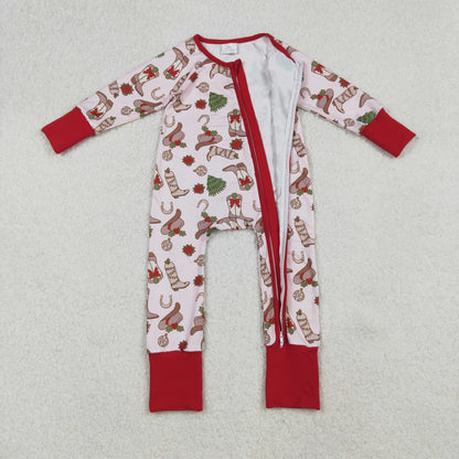 Sibling Baby Kids Holly Bows Santa Christmas Two Way Zip Convertible Rompers