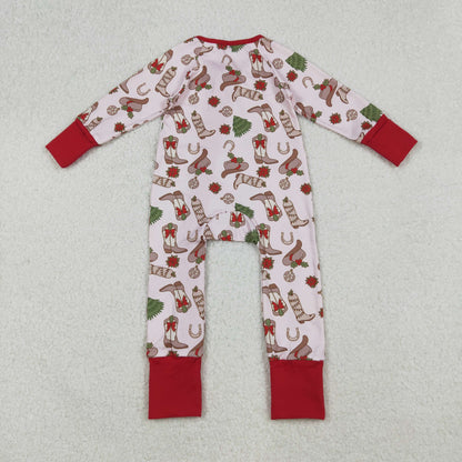 Sibling Baby Kids Holly Bows Santa Christmas Two Way Zip Convertible Rompers
