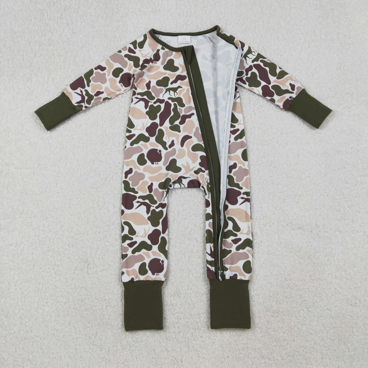 Sibling Baby Kids Ducks Camo Southern Hunting Two Way Zipper Convertible Rompers