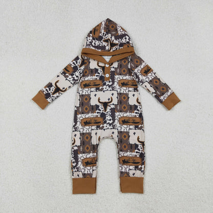 Sibling Baby Boys Southern Hunting Camo Button Two Way Zip Convertible Hoodie Rompers
