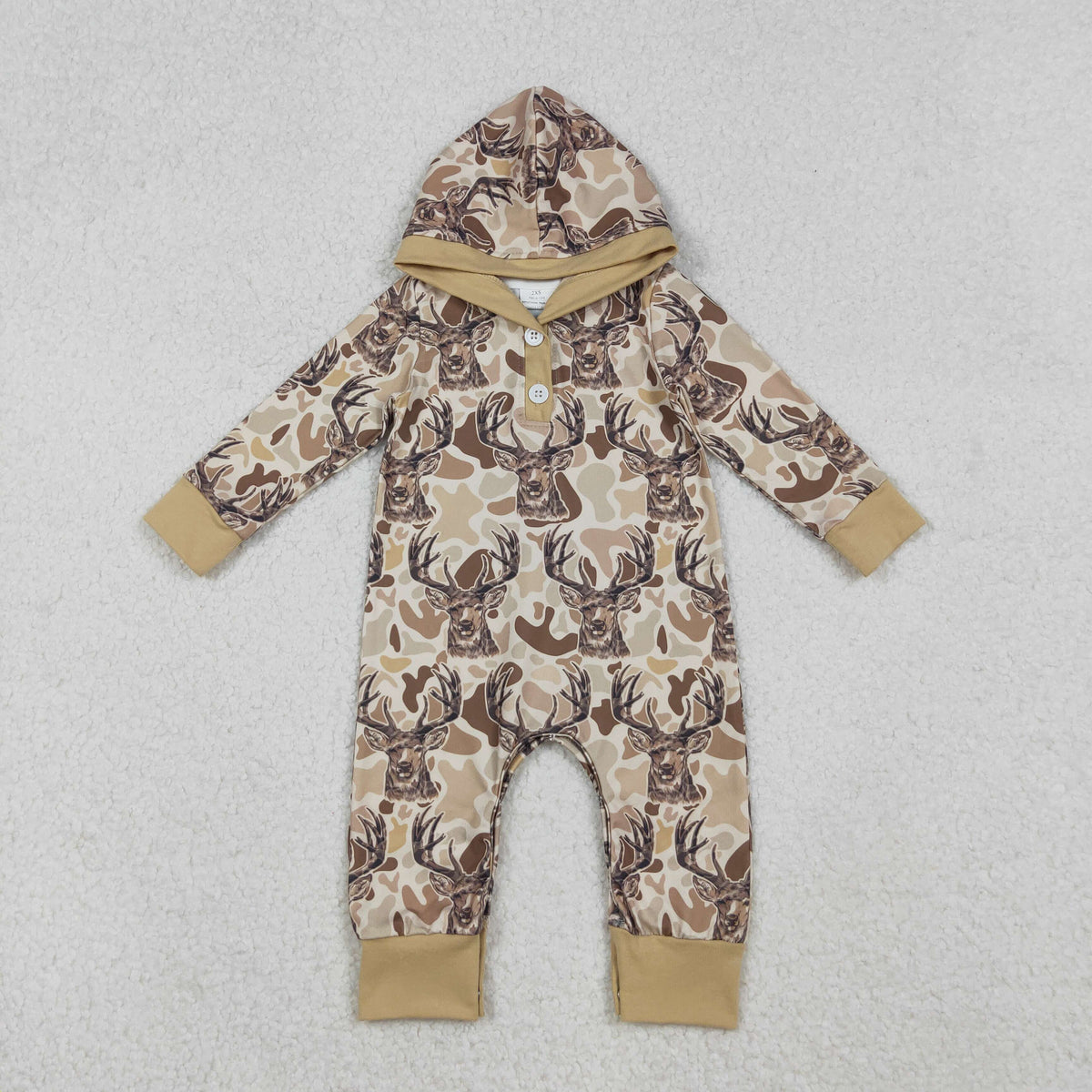 Sibling Baby Boys Southern Hunting Camo Button Two Way Zip Convertible Hoodie Rompers