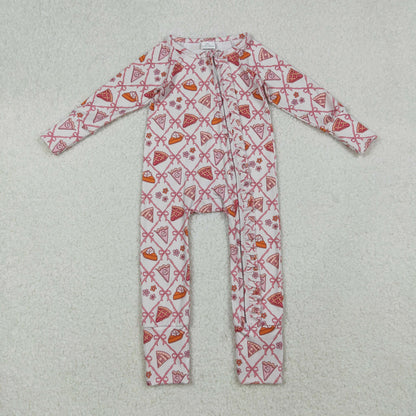 Sibling Baby Kids Turkey Pie Pumpkins Thanksgiving Two Way Zip Convertible Rompers
