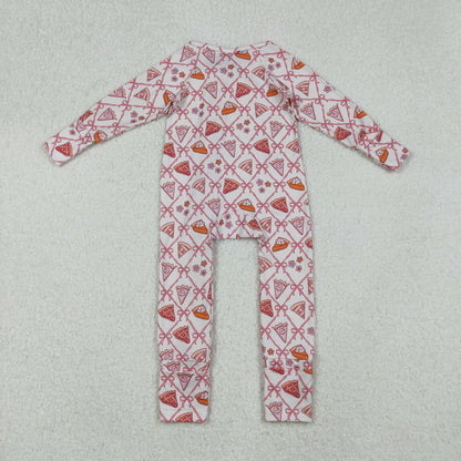 Sibling Baby Kids Turkey Pie Pumpkins Thanksgiving Two Way Zip Convertible Rompers