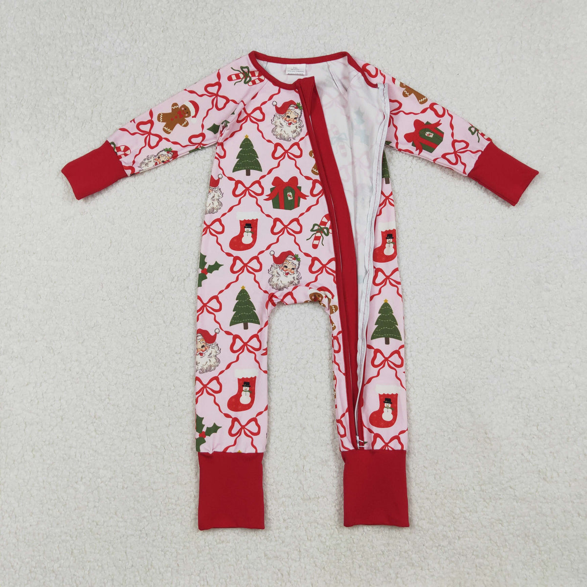 Sibling Baby Girls Long Sleeves Christmas Two Way Zip Convertible Rompers