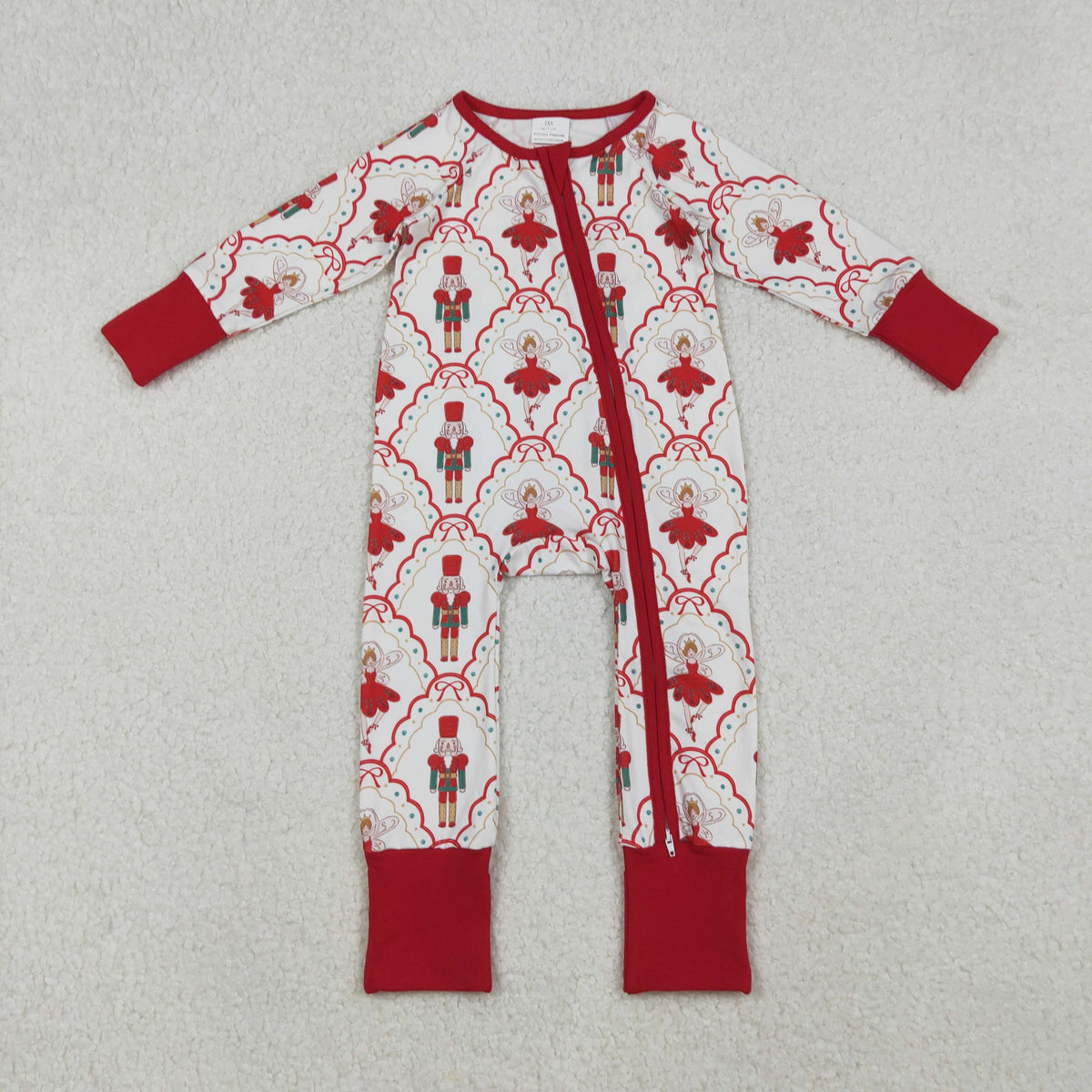 Sibling Baby Girls Long Sleeves Christmas Two Way Zip Convertible Rompers