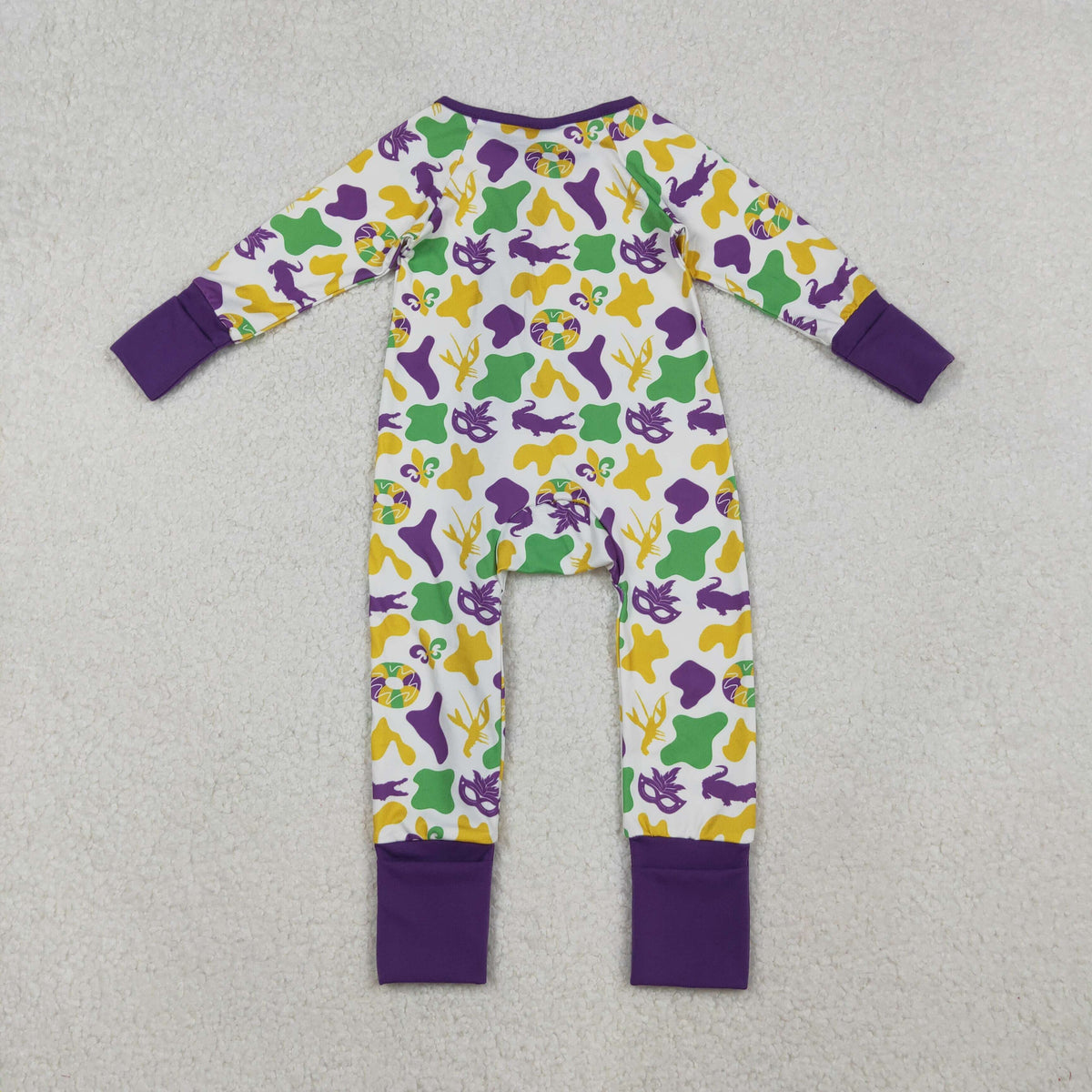 Sibling Baby Kids Mardigras Bows Camo Donuts Two Way Zip Convertible Rompers