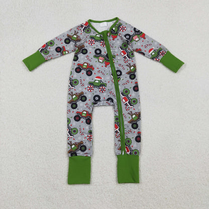 Sibling Baby Kids Holly Bows Santa Christmas Two Way Zip Convertible Rompers