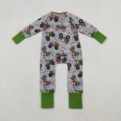 Sibling Baby Kids Holly Bows Santa Christmas Two Way Zip Convertible Rompers