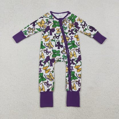 Sibling Baby Kids Mardigras Bows Camo Donuts Two Way Zip Convertible Rompers