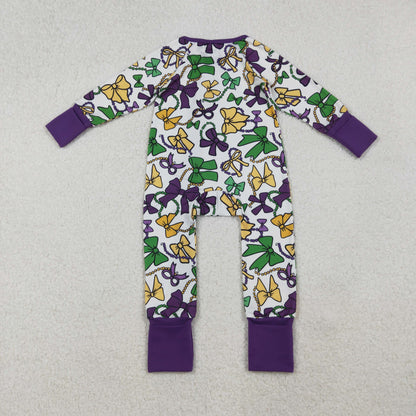Sibling Baby Kids Mardigras Bows Camo Donuts Two Way Zip Convertible Rompers