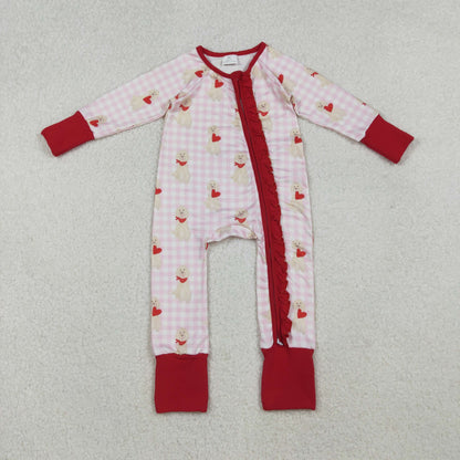 Sibling Baby Kids Holly Bows Santa Christmas Two Way Zip Convertible Rompers