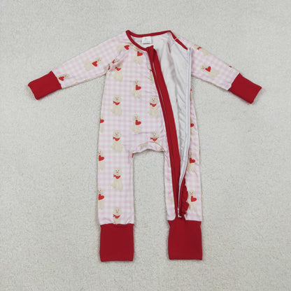 Sibling Baby Kids Holly Bows Santa Christmas Two Way Zip Convertible Rompers