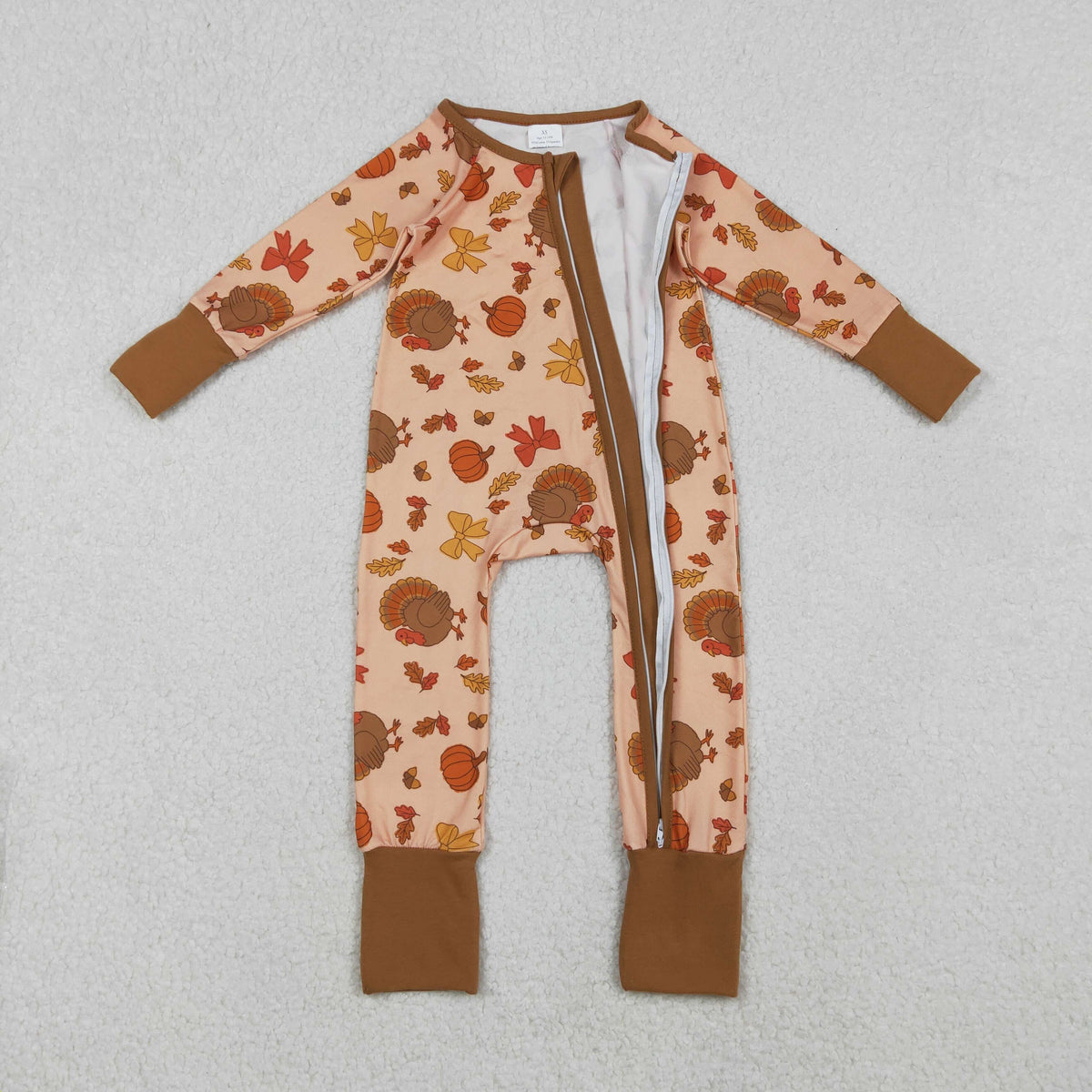 Sibling Baby Kids Turkey Pie Pumpkins Thanksgiving Two Way Zip Convertible Rompers