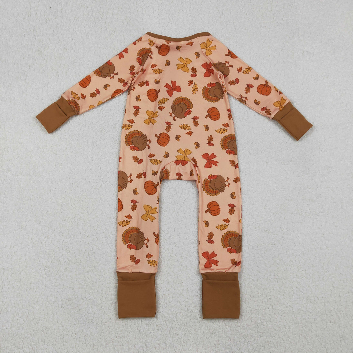 Sibling Baby Kids Turkey Pie Pumpkins Thanksgiving Two Way Zip Convertible Rompers