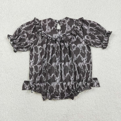 Sibling Baby Girls Smocked Mama's Bestie Camo Bows Ruffle Rompers