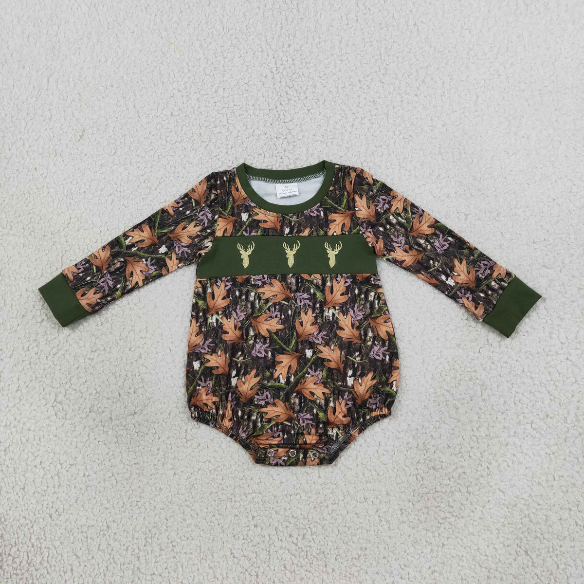 Sibling Baby Kids Embroidery Deer Leaves Camo Hunting Clothes Set Rompers