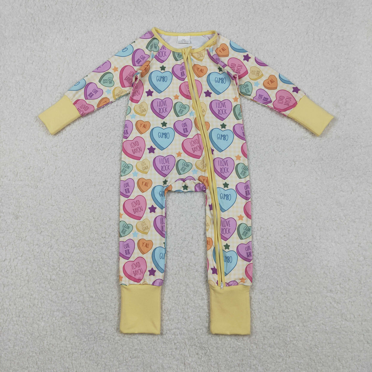 Sibling Baby Kids Colorful Hearts Bows XOXO Valentines Two Way Zip Convertible Rompers
