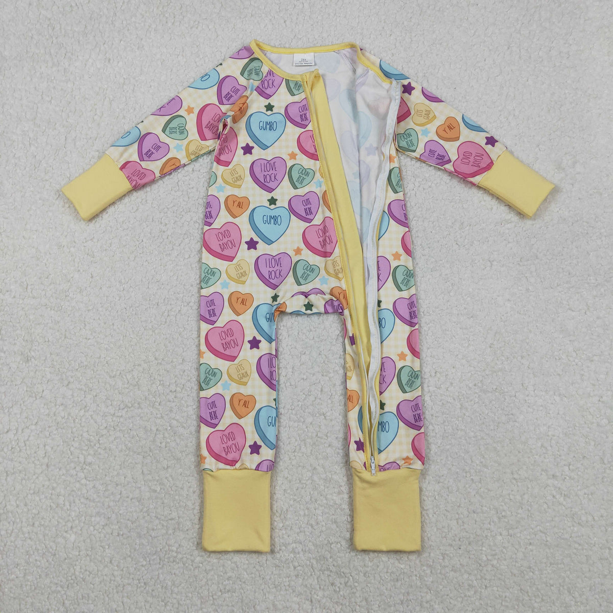 Sibling Baby Kids Colorful Hearts Bows XOXO Valentines Two Way Zip Convertible Rompers