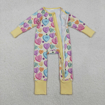 Sibling Baby Kids Colorful Hearts Bows XOXO Valentines Two Way Zip Convertible Rompers