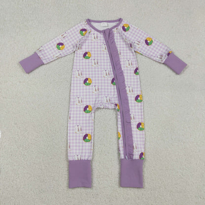 Sibling Baby Girls Mardigras Donuts Boot Checked Dress Pocket Short Clothes Set Ruffle Zip Romper