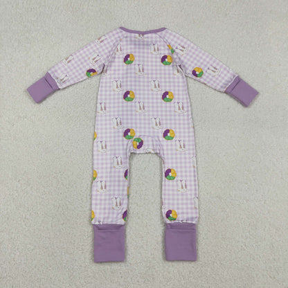 Sibling Baby Girls Mardigras Donuts Boot Checked Dress Pocket Short Clothes Set Ruffle Zip Romper