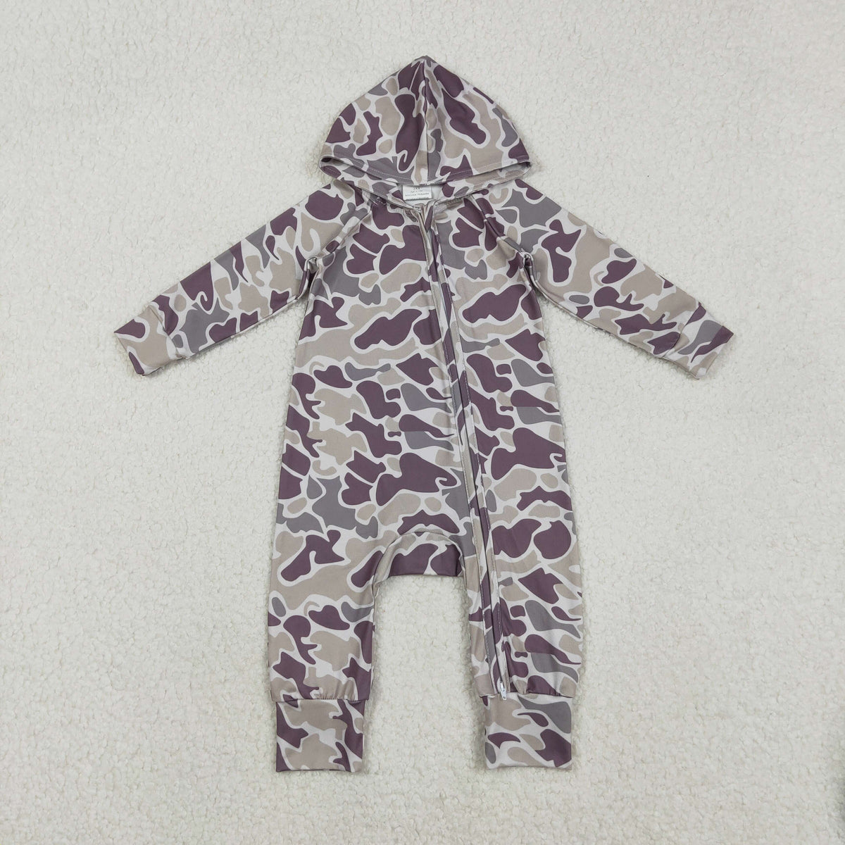 Sibling Baby Boys Southern Hunting Camo Button Two Way Zip Convertible Hoodie Rompers