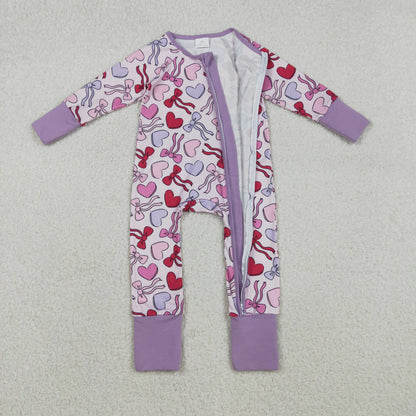 Sibling Baby Kids Colorful Hearts Bows XOXO Valentines Two Way Zip Convertible Rompers