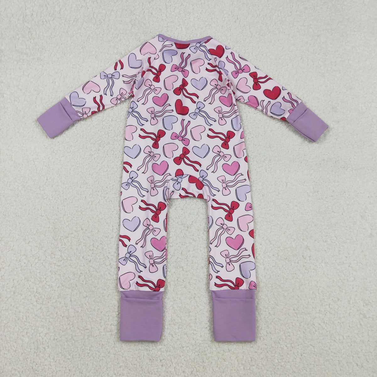 Sibling Baby Kids Colorful Hearts Bows XOXO Valentines Two Way Zip Convertible Rompers