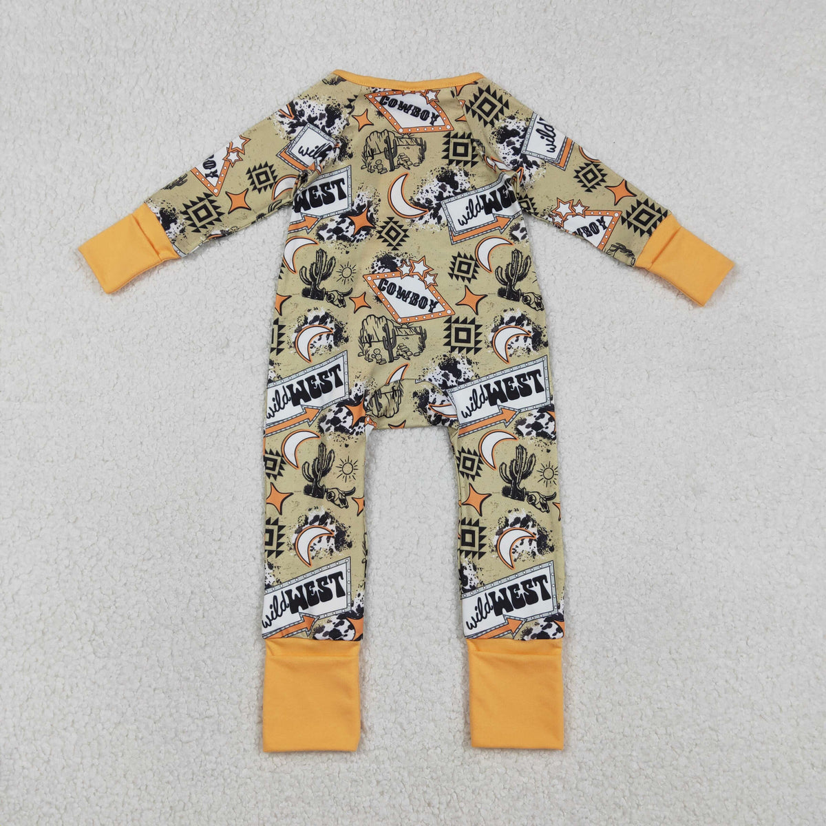 Sibling Baby Boys Girls Western Boots Cows Two Way Zip Convertible Rompers