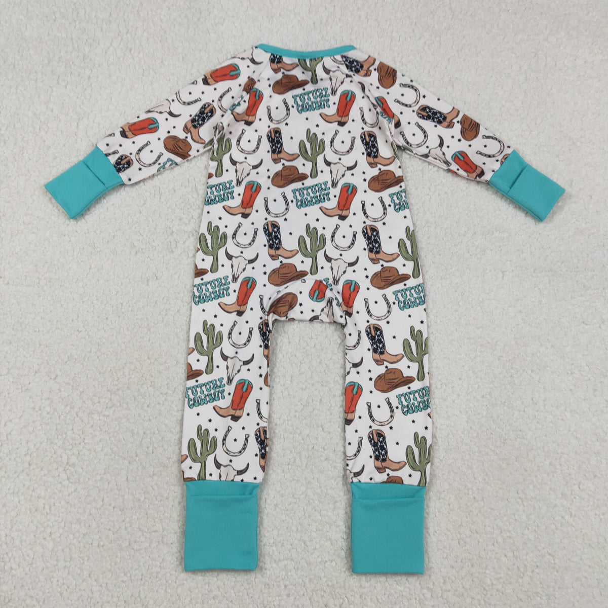 Sibling Baby Boys Girls Western Boots Cows Two Way Zip Convertible Rompers