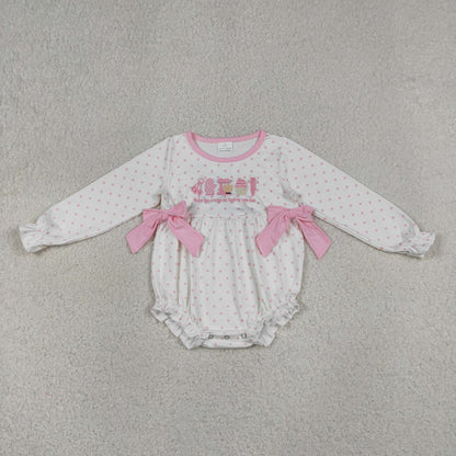 Sibling Baby Boys Girls Long Sleeves Embroidery Ducks Turkey Bows Fall Rompers