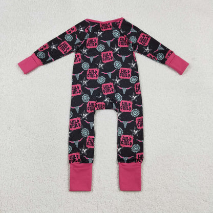 Sibling Baby Boys Girls Western Boots Cows Two Way Zip Convertible Rompers