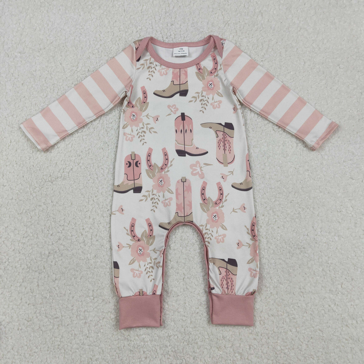 Sibling Baby Boys Girls Western Boots Cactus Flowers Rompers