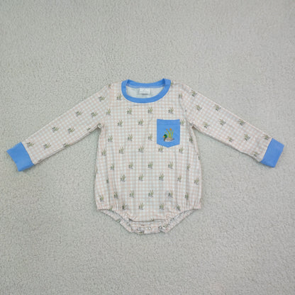 Sibling Baby Boys Girls Long Sleeves Embroidery Ducks Turkey Bows Fall Rompers