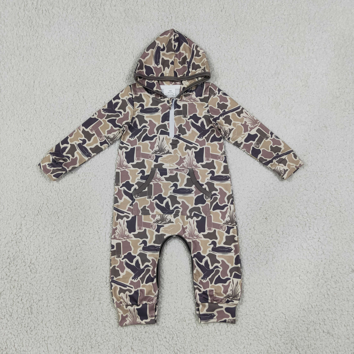 Sibling Baby Boys Long Sleeves Southern Camo Hunting Zip Pocket Hoodie Pant Rompers
