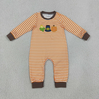 Sibling Baby Boys Long Sleeves Embroidery Turkey Pumpkins Deer Fall Pant Rompers