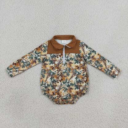 Sibling Baby Boys Long Sleeves Ducks Plaid Hunting Zipper Rompers