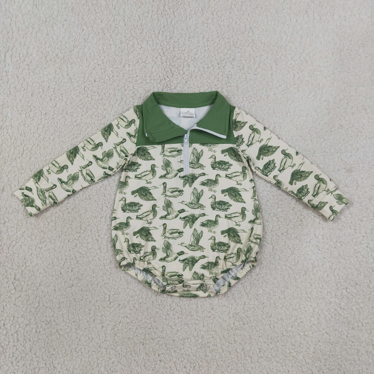 Sibling Baby Boys Long Sleeves Ducks Plaid Hunting Zipper Rompers