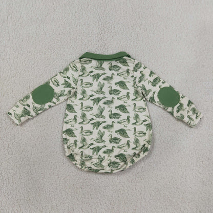 Sibling Baby Boys Long Sleeves Ducks Plaid Hunting Zipper Rompers