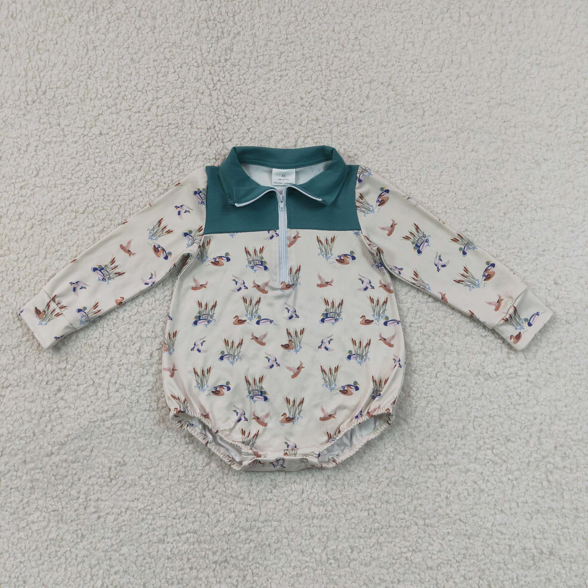 Sibling Baby Boys Long Sleeves Ducks Plaid Hunting Zipper Rompers