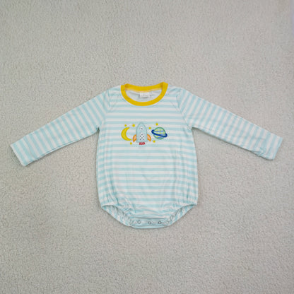 Sibling Baby Boys Embroidery Moons Rocket Earth Shirts Pant Clothes Set Rompers