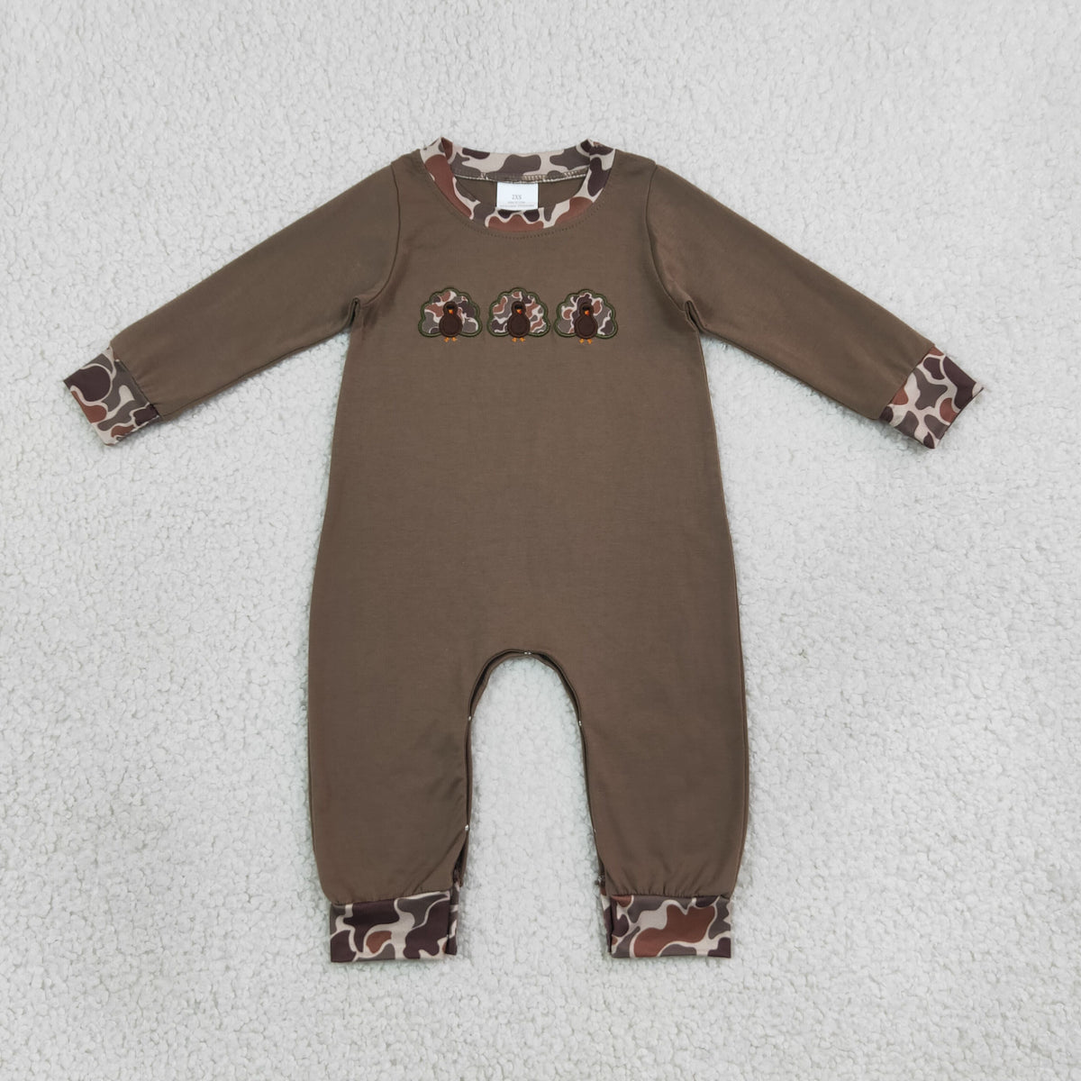 Sibling Baby Boys Embroidery Camo Turkey Pockets Joggers Clothes Set Rompers