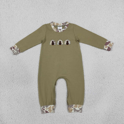Sibling Baby Boys Embroidery Camo Turkey Pockets Joggers Clothes Set Rompers