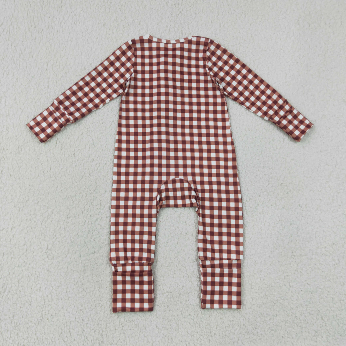 Sibling Baby Boys Warped Checkerboard Print Pant Fall Pajamas Set Zip Rompers