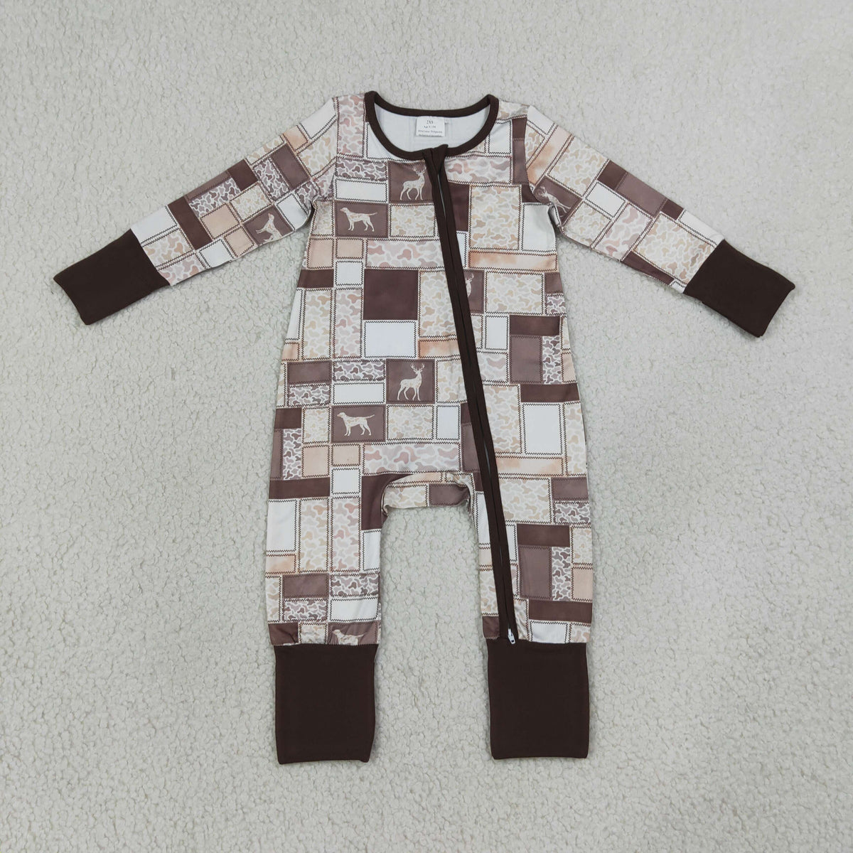 Sibling Baby Boys Deer Ducks Camo Checked Hunting Zip Rompers Blanket