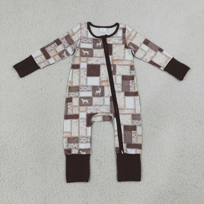Sibling Baby Boys Deer Ducks Camo Checked Hunting Zip Rompers Blanket
