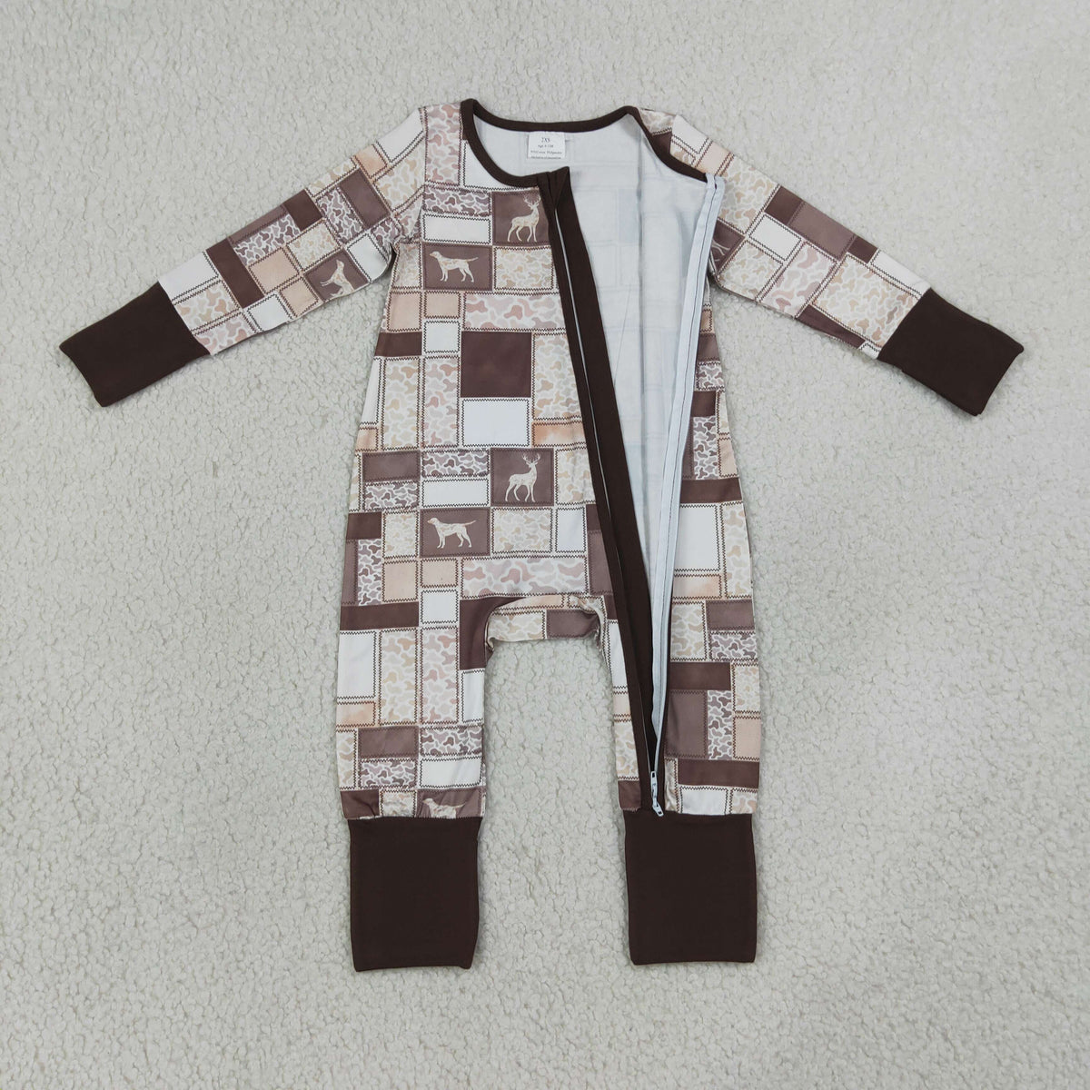 Sibling Baby Boys Deer Ducks Camo Checked Hunting Zip Rompers Blanket