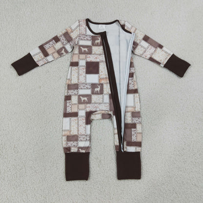 Sibling Baby Boys Deer Ducks Camo Checked Hunting Zip Rompers Blanket