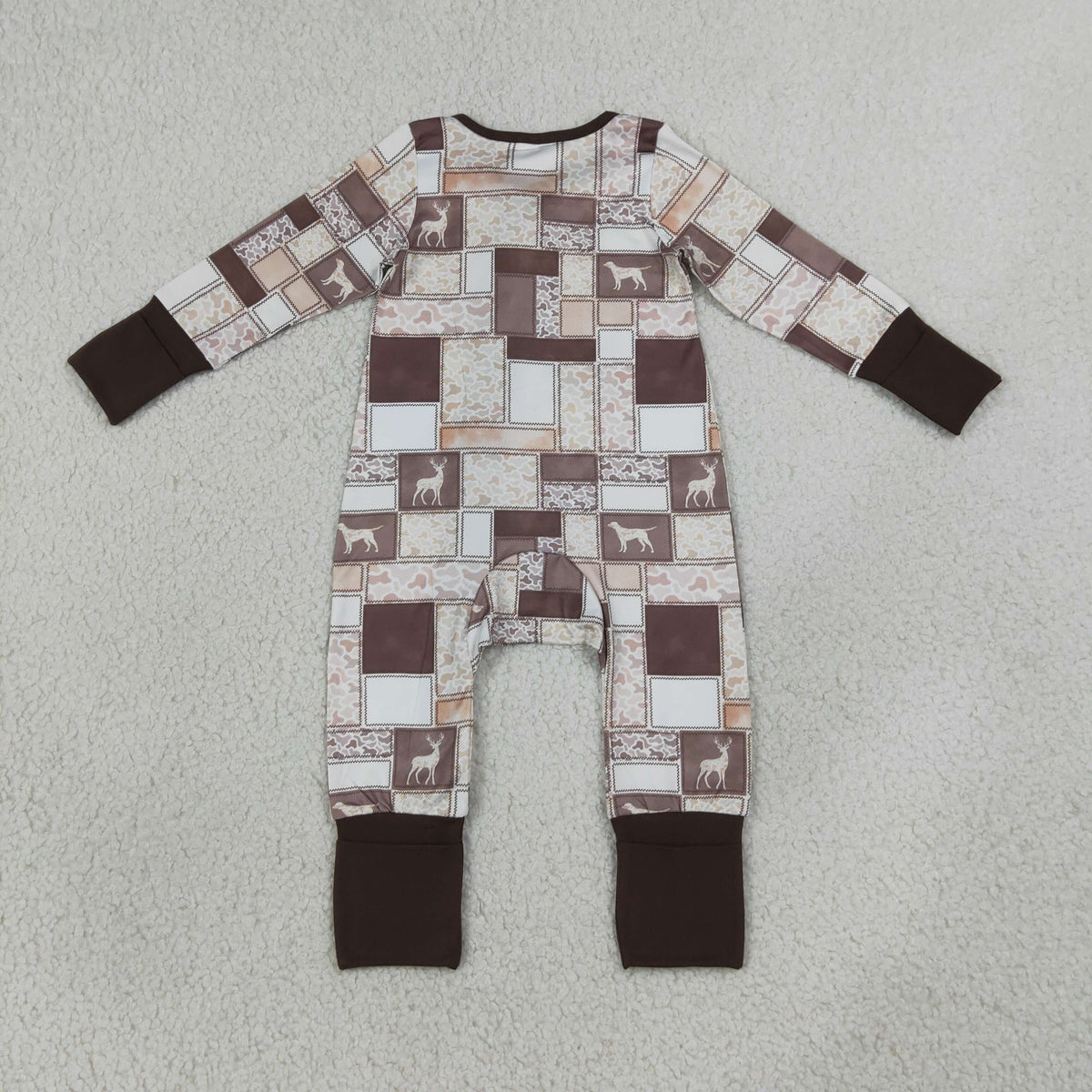 Sibling Baby Boys Deer Ducks Camo Checked Hunting Zip Rompers Blanket